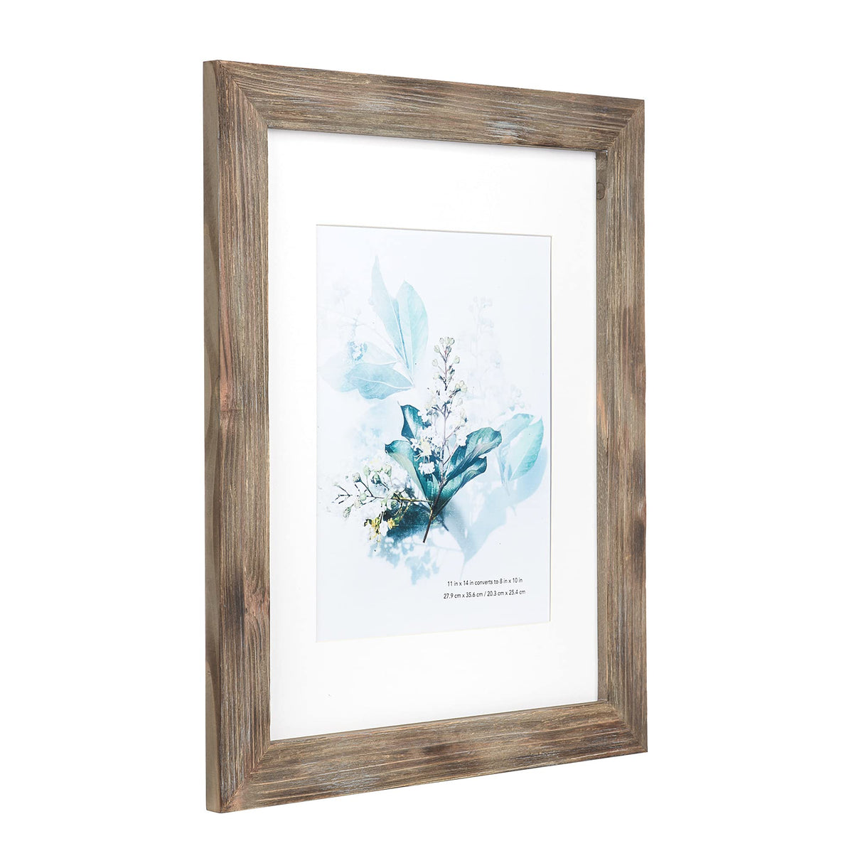 KAIWIN 100% Solid Wood Brown 11x14 Picture Frame 1 Pack Display Picture 8x10 with Mat, HD Glass Inside, Rustic Wooden Photo Frames for Wall Mounting KAIWIN