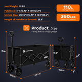 Originsure Collapsible Wagon Cart Foldable - Lightweight Portable Heavy Duty Folding Beach Wagons with Wheels - Outdoor Utility Carts for Grocery, Camping, Shopping, Sports, Garden with Large Capacity Originsure