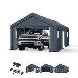 PHI VILLA 13'x24'x9.6' Outdoor Portable Storage Shelter Shed Garage with Roll up Zipper Doors & Vents Carport for Motorcycle Waterproof and UV Resistant Anti-Snow Portable Garage Kit Tent, Gray PHI VILLA