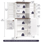 Furnify 72" Tall Kitchen Pantry, Farmhouse Pantry Storage Cabinet with Doors Organizer, Freestanding Cupboard with Adjustable Shelves, Rustic Buffet Cabinet for Kitchen, Dining Room, Bathroom, White Furnify