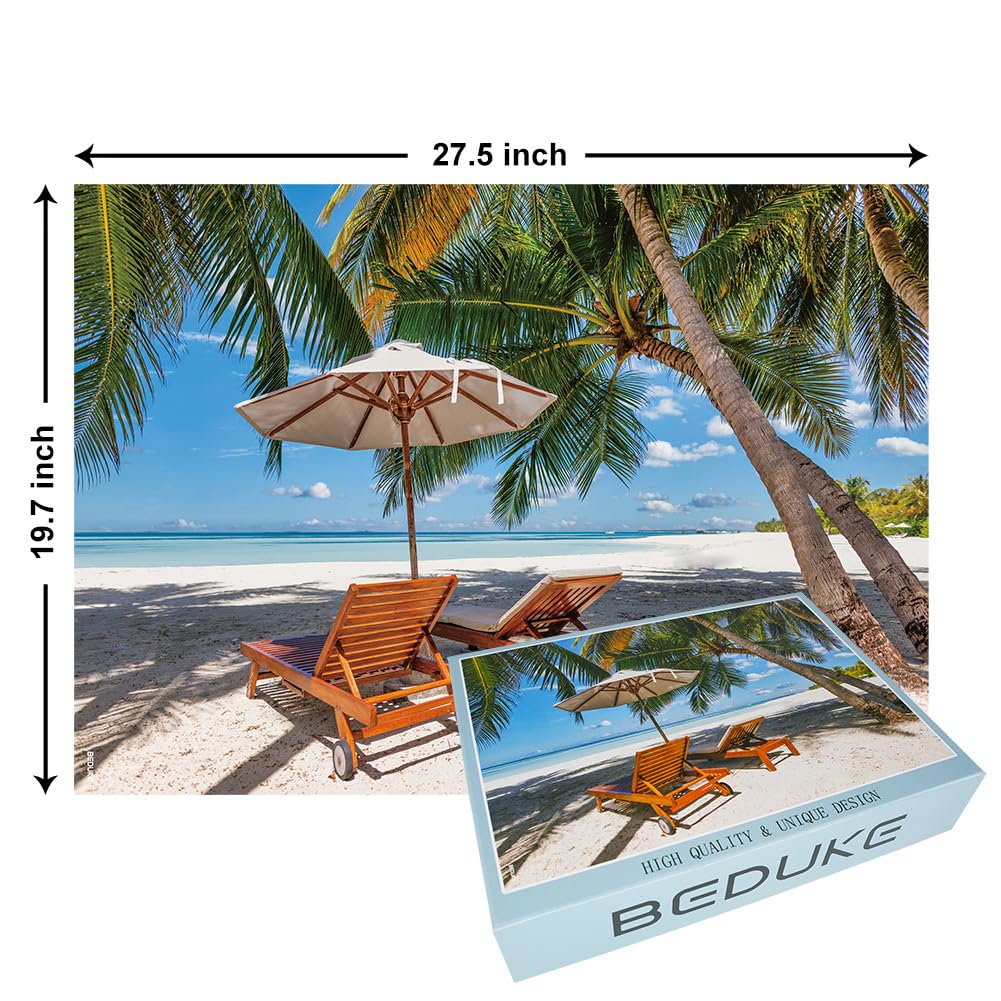 BEDUKE Jigsaw Puzzles for Adults 1000 Pieces Thick Sturdy 1000 Piece Puzzle Beach Precise Interlocking Family Game Age 14+ BEDUKE
