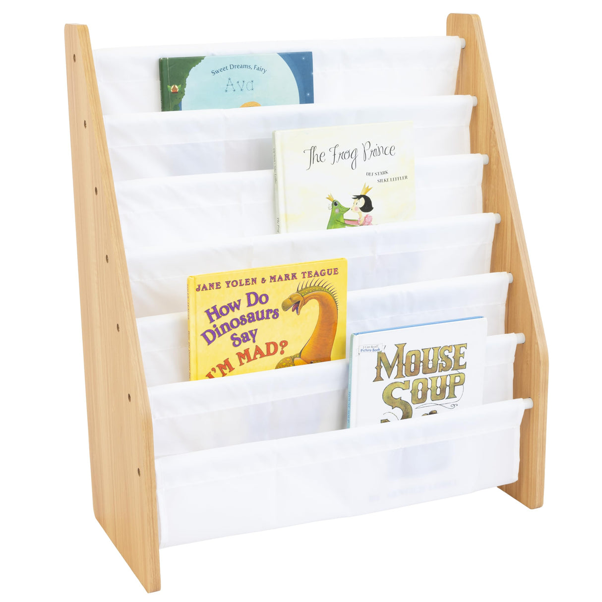 Humble Crew, White/Natural Wood Super Size 6 Tier Kids Book Rack Humble Crew