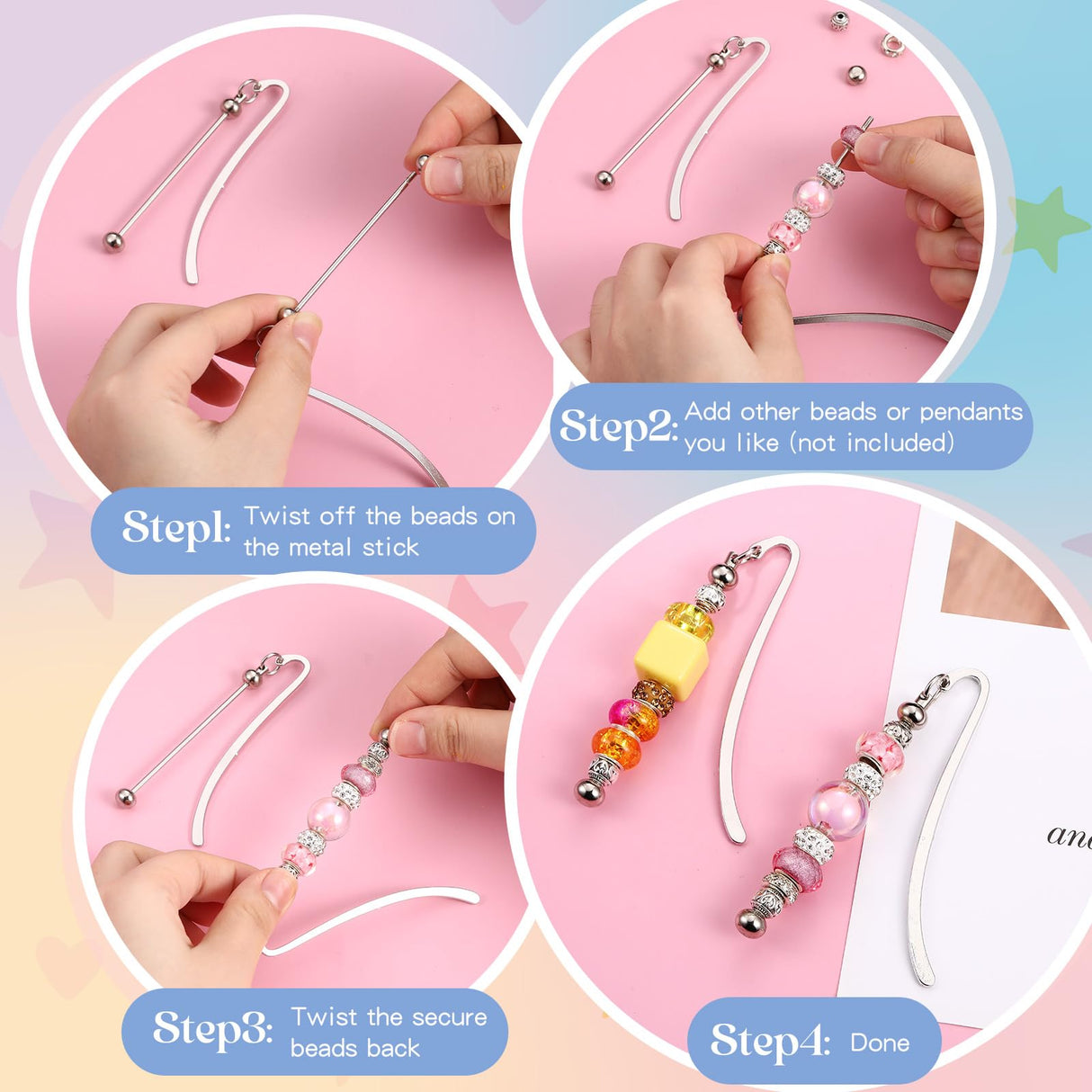 Dunzoom 20 Pcs Beadable Bookmarks DIY Metal Blank Bar Bookmark Silver for Beads Modern Beaded Bookmark Craft Jewelry Pendant Charm Gift for Book Lovers Student Teacher Office Supplies Dunzoom