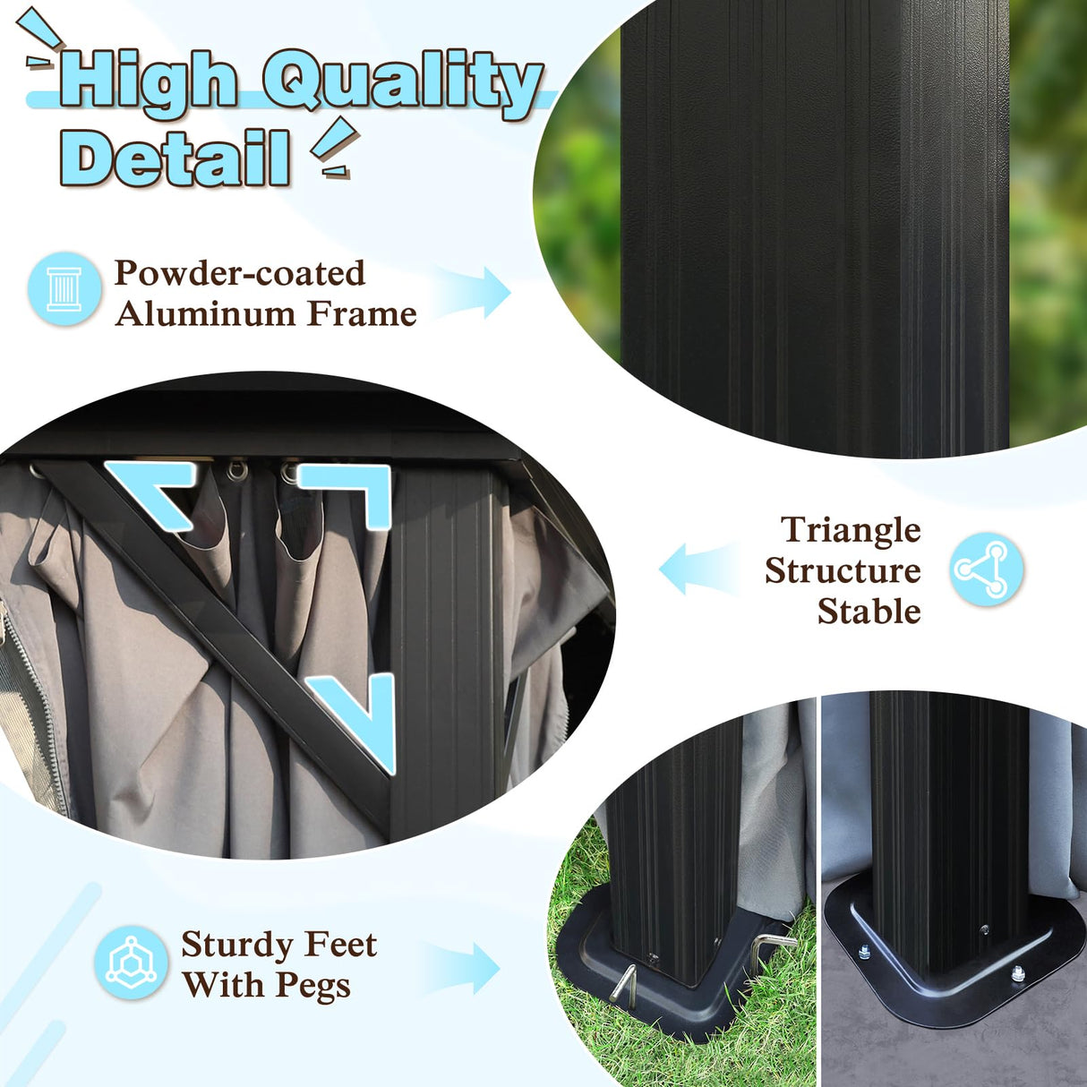 VEIKOU 12' X 16' Hardtop Gazebo, Outdoor Aluminum Gazebo, Double Roof Gazebo Pergola, Heavy Duty Patio Gazebo w/Netting and Curtains for Garden, Deck, Backyard VEIKOU