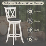 Callales 29" Swivel Bar Stools Set of 2, Swivel Counter Height Stools with Back & Solid Wood Footrest, Wooden Barstools for Kitchen Island, Home Bar, Antique White (Antique White, 29" Bar Height) Callales