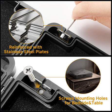 NIANPU Gun Safe Alternative,Portable Gun Case Handgun Lock Box Quick Access Pistol Safe Small Handgun Storage with TSA Padlock,Instant Access Gun Box for Bedside and Car (With Brand Logo, 1) NIANPU