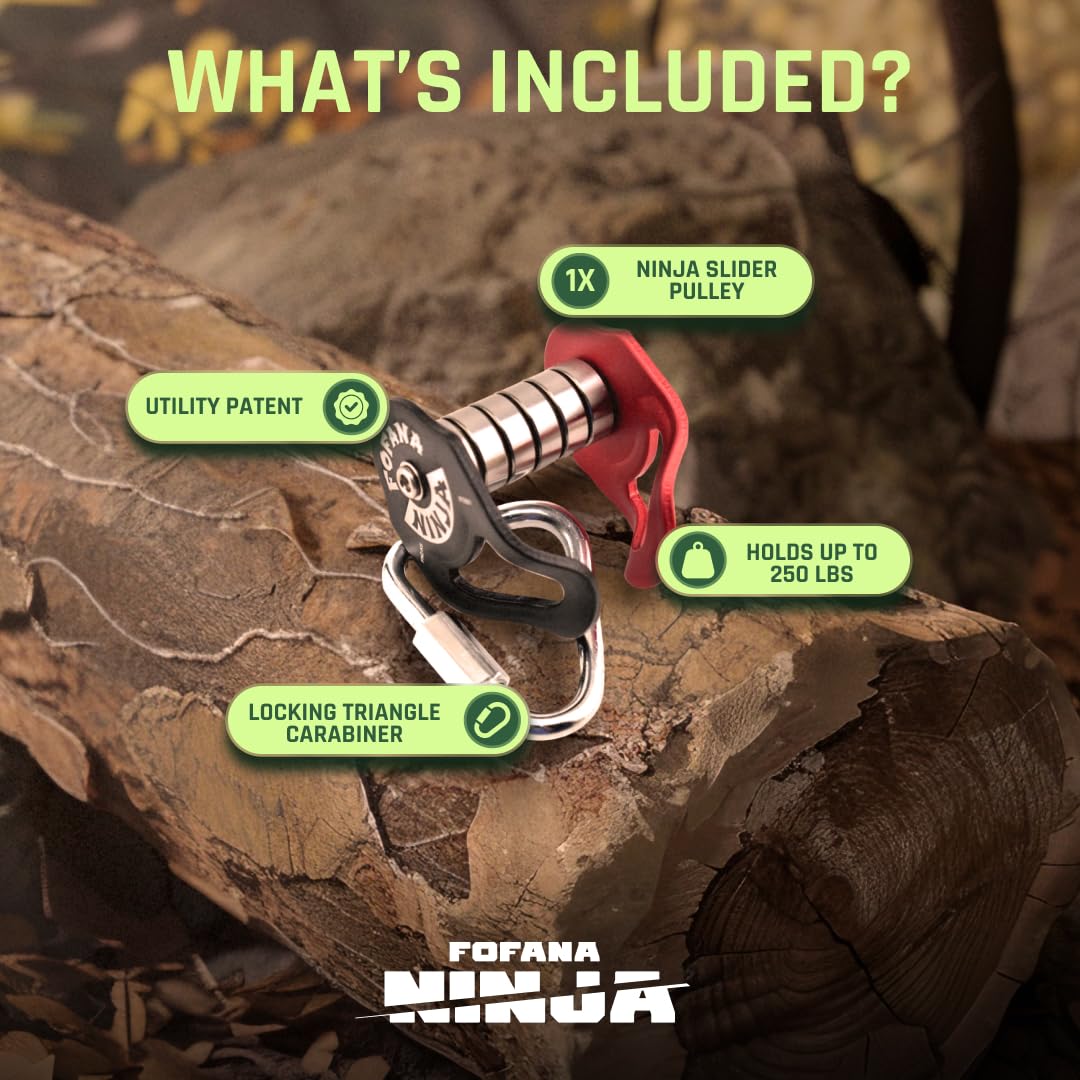 Fofana Ninja Slider Slackline Pulley - Turn Slacklines Into Ziplines with The Most Fun New Accessory for Your Ninja Warrior Obstacle Course for Kids - Patented Design Fofana