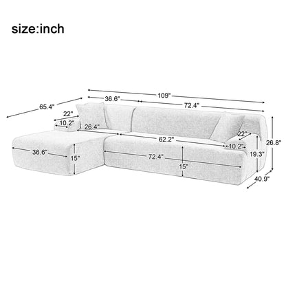 P PURLOVE Modern L-Shape Modular Sectional Sofa,Simplified Style Upholstered Sectional Sofa Couch,2 Piece Free Combination Sofa for Living Room