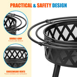 EcoNook 36 Inch Wood Burning Fire Pit with 2 Loops, Outdoor Fire Pit with Spark Screen & Fire Poker, Cross Weave Firepit for Outside Fireplace Bonfire for Yard,Patio, Garden… EcoNook