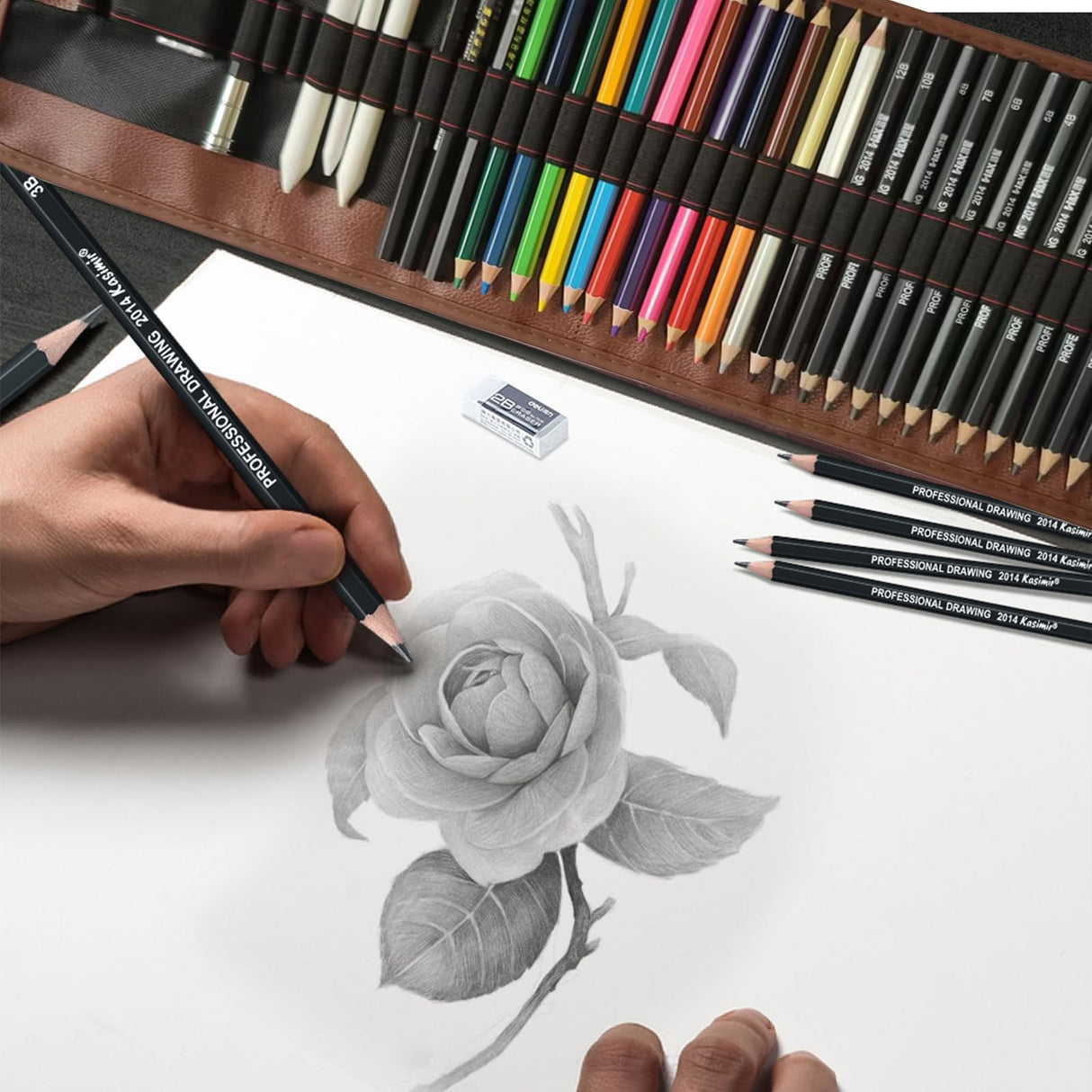 Drawing Pencils, 38pcs Art Supplies Drawing Supplies Sketching Pencils Graphite Pencils Charcoal Pencil Art Set for Beginners Artists SouthStar