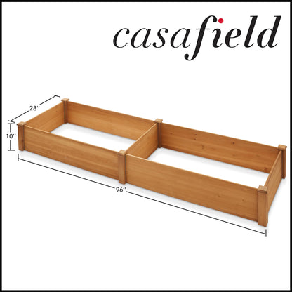 Casafield Outdoor Raised Garden Bed - Wooden Planter Box for Vegetables, Grass, Lawn, and Yard - 96 x 28 x 10, Natural