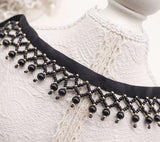 GorinsKani 2 Yard White Black Silk Tassel Gedbkiuce 2 Yard White Black Silk Tassel Fringe Trim Beads Lace Trim Embroidery Lace Fabric Sewing Material Tassels (Black Gold) GorinsKani