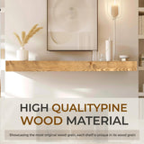 YLYHSST 60" Fireplace Mantel, 3'' Thick Handmade Rustic Solid Wood - Wall Long Floating Shelf with Invisible Metal Bracket, Wood Color YLYHSST