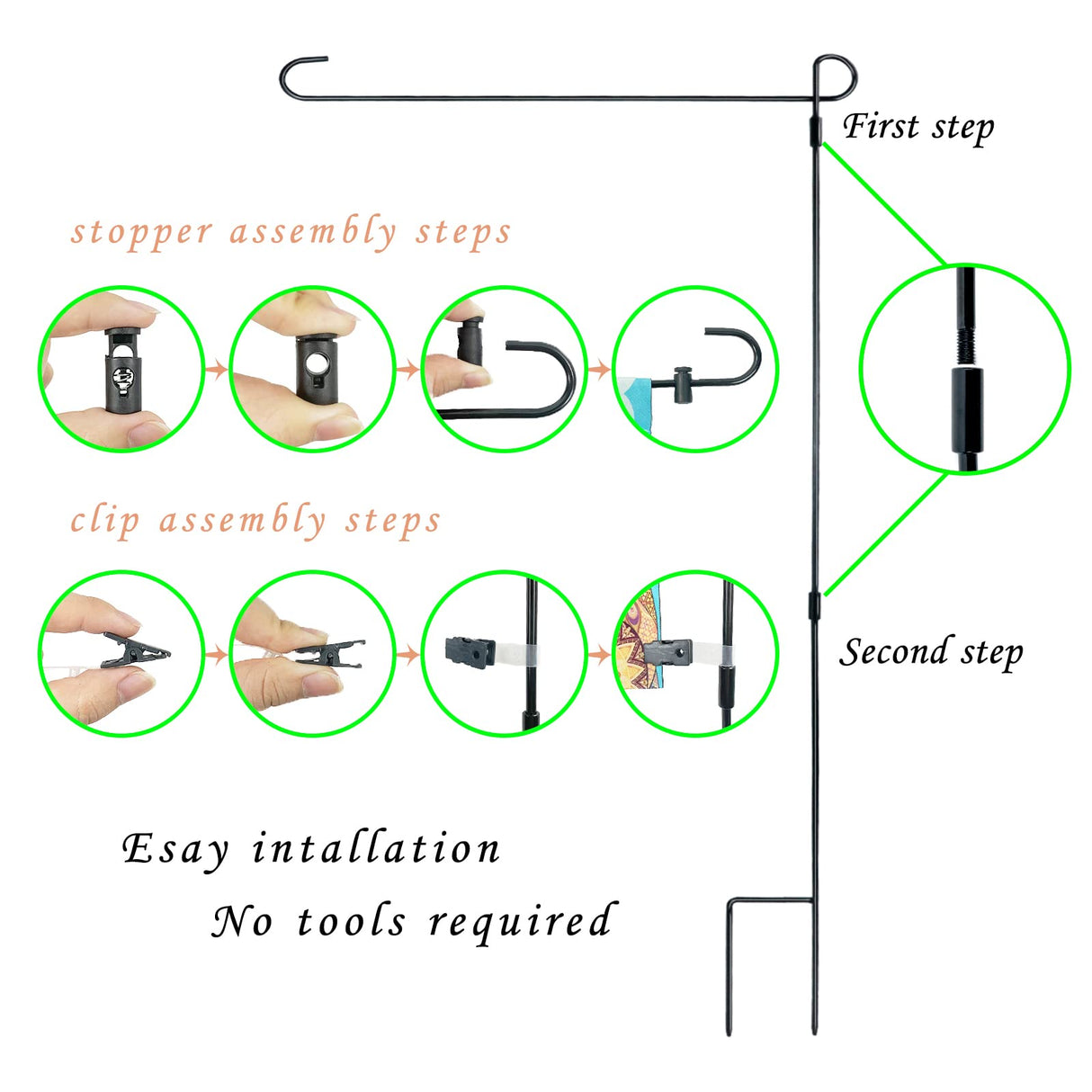 MAIKESUB Double Sided White Sublimation Blank Polyester Flags for Garden and Yard Canvas BannerLawn Garden Flags DIY Halloween Decorative Flag (Garden Flag Stand) MAIKESUB