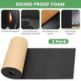 Kaqiluo 2 Pack High Density Self-Adhesive Sound Insulation Acoustic Closed Cell Foam, 0.4" x 12" x 71", 10 mm Thick,11.6 sqft Sound Proof Padding,Fire,Water Resistant Acoustic Treatment Foam Kaqiluo