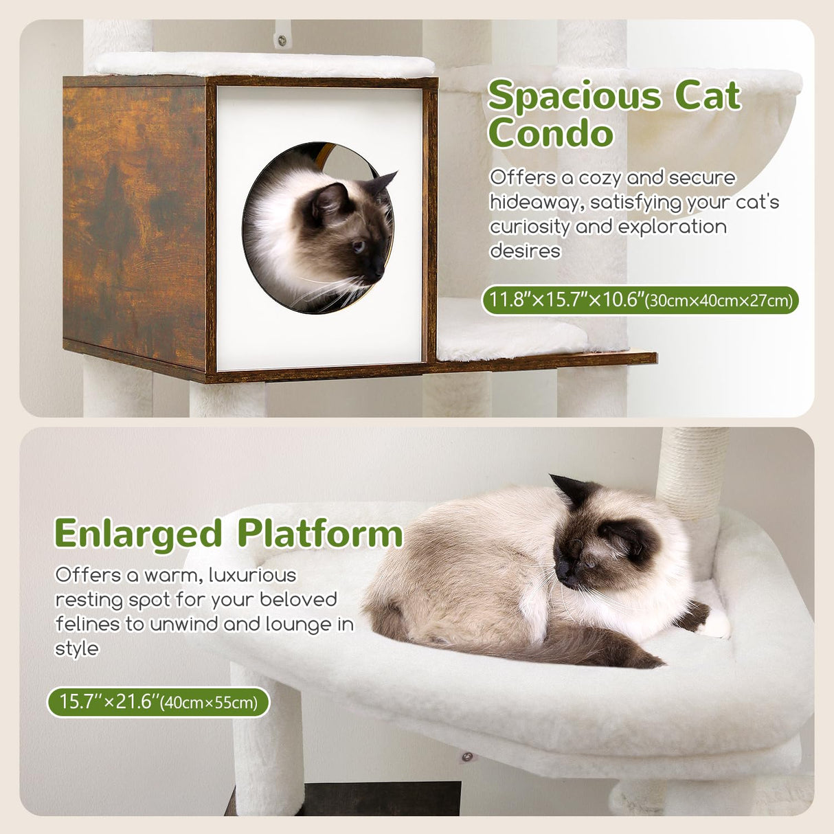 Globlazer W66 Cat Tree Tall 66-inch Modern Cat Tower for Indoor Cats Aesthetic Cat Tree with 4 Scratching Posts, 5 Washable Removable Cushions, Cat Furniture Globlazer