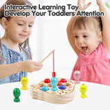 Magnetic Wooden Toys Fishing Game,Toddler Magnetic Fishing Toys Wood Puzzle Montessori Preschool Educational Activities Learning Hand-Eye Coordination Fine Motor Skills Toys for Boys Girls Ages 3+ NAODONGLI