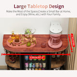 METYERRY Bakers Rack with Power Outlet and LED Light, Microwave Stand with Storage，Coffee Bar Cabinet with Wine Rack,Kitchen Shelf Suitable for Kitchen, Dining Room, Living Room, Rustic Brown METYERRY