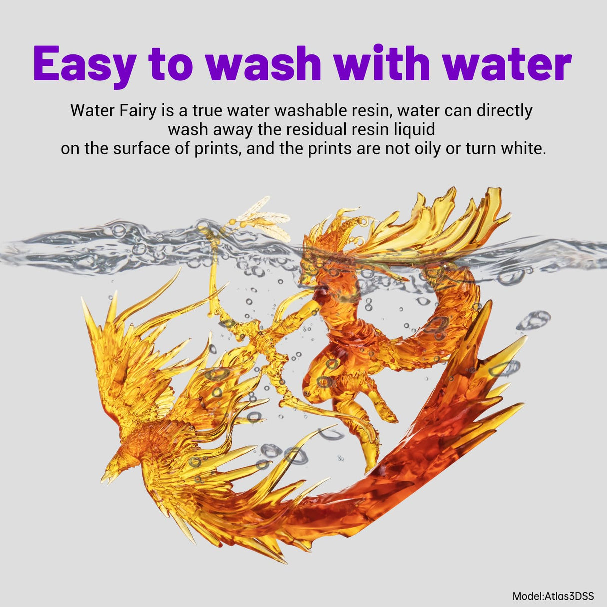 RESIONE 3D Printer Resin, Clear Water-Washable Resin with High-Speed Printing Excellent Fluidity and Almost Odorless Printing Resin RI RESIONE