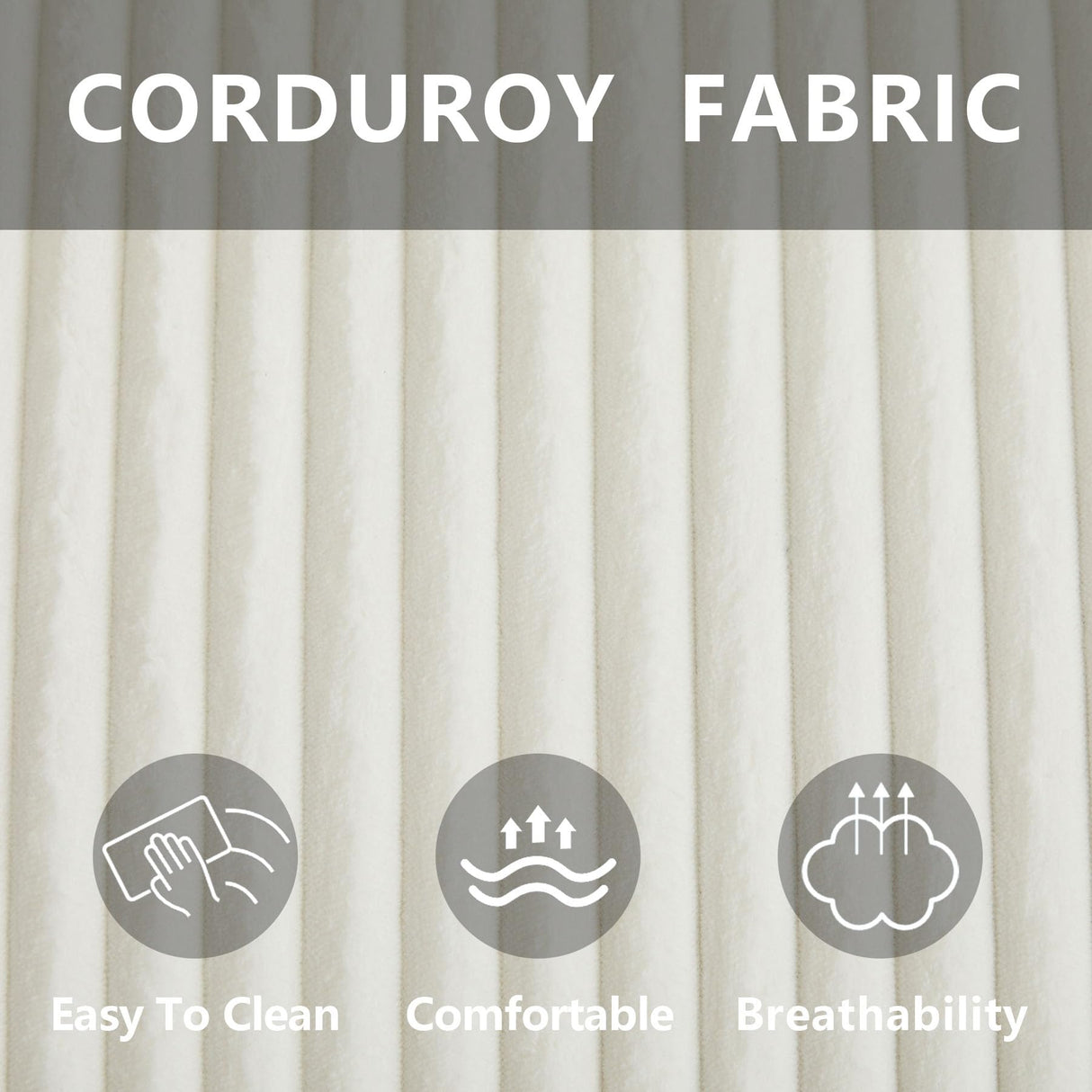 Nahenduo Corduroy Loveseat Sofa and Small Couch for Bedroom, 2 Seater Mini Couch for Small Rooms, 51" W Wood Legs, Comfy Foam+Spring (Ivory White) Nahenduo