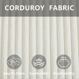 Nahenduo Corduroy Loveseat Sofa and Small Couch for Bedroom, 2 Seater Mini Couch for Small Rooms, 51" W Wood Legs, Comfy Foam+Spring (Ivory White) Nahenduo