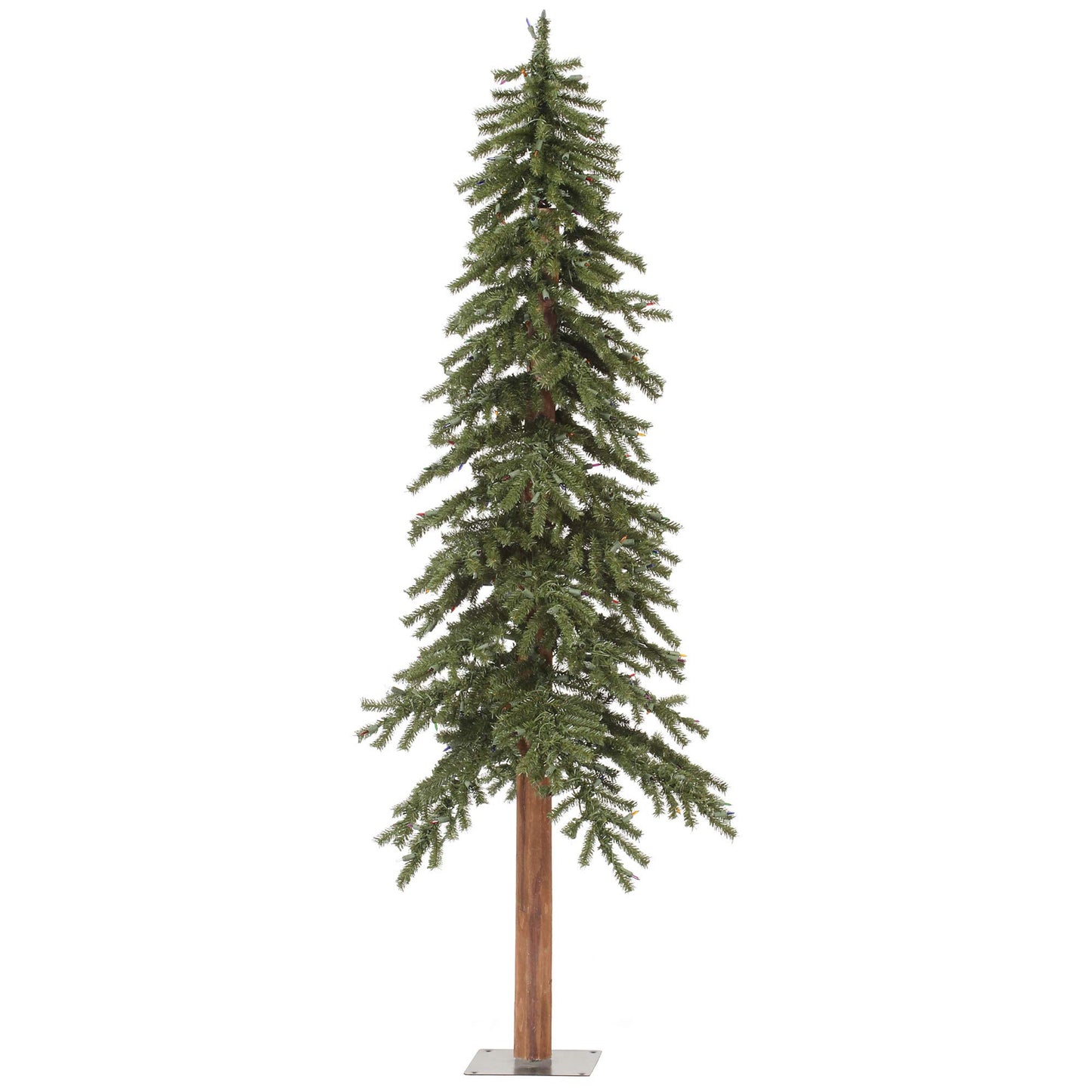 Vickerman 6' Natural Alpine Unlit Christmas Tree - Traditional Deep Green - 657 PVC Tips - Flat Metal Stand - Seasonal Indoor Home Decor - Unlit Alpine Tree