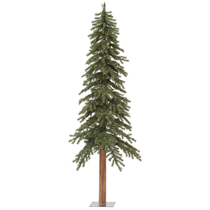 Vickerman 6' Natural Alpine Unlit Christmas Tree - Traditional Deep Green - 657 PVC Tips - Flat Metal Stand - Seasonal Indoor Home Decor - Unlit Alpine Tree