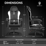 Dowinx Gaming Chair with Pocket Spring Cushion for Adults, Ergonomic Computer Chair with Footrest and Massage Lumbar Support, High Back Leather Game Chair for Office, Gaming, 300LBS, White Dowinx