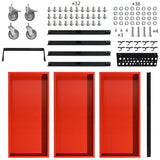 XCX 3 Tier Tool Cart on Wheels, Heavy Duty Metal Rolling Tool Cart with Drawers and Pegboards, 660 LBS Load Capacity Tool Storage Cart, Industrial Utility Tool Cart for Garage, Warehouse, Workshop XCX