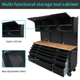 CHETTO 72" Tool Chest Rolling Tool Box 15 Storage Drawers 3 Upper Cabinet Pegboard Large Toolbox with Wheels for Warehouse Basement Home Pantry Garage Black CHETTO C