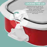 Elite Gourmet MST-5240 Casserole Crock Slow Cooker, Locking Lid Adjustable Temperature Keep Warm Oven & Dishwasher-Safe Casserole Pan, 3.5Qt Capacity, Red Elite Gourmet