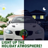 moveland RGB LED Christmas Car Wreath - 16 Colors Changeable Car Artificial Wreath with Remote Control - 12V Plug-in Wreath Lighting with Red Bow - Christmas Car Decoration moveland