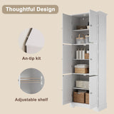 ChooChoo Tall Bathroom Storage Cabinet with 6 Doors, Freestanding Floor Cabinet with Adjustable Shelves, White Pantry Cabinet for Bathroom, Kitchen, Laundry Room ChooChoo