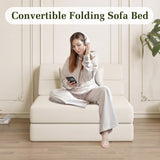 Luoxiao Folding Sofa Bed Convertible Sleeper Chair with Pillow Fold Out Couch Memory Foam Floor Mattress Portable Futon Sofa Bed Lazy Sofa for Living Room/Dorm/Guest Room/Home Office, Twin, Off White Luoxiao