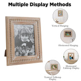 Farmhouse Picture Frames 5x7 Wall and Tabletop, Distressed Solid Wood Boho Picture Photo Frames with Beaded for Anniversary, Birthday, Christmas, New Year, Wedding eodme