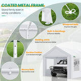 COBIZI Carport Canopy 12x20 Heavy Duty Portable Garage with Removable Sidewalls & Doors, Galvanized Frame Car Port Canopy Tent with Built-in Sandbags & All-Season Tarp for Car Boat Truck, White COBIZI