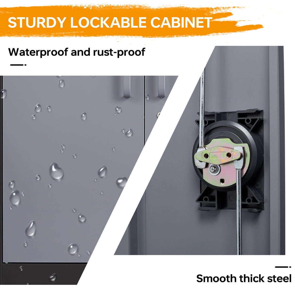 STANI Metal Storage Cabinet with 2 Adjustable Shelves, Steel Counter Cabinet with Lockable Doors for Home Office Warehouse Garage (Black Grey, 36" H-Style 2) STANI