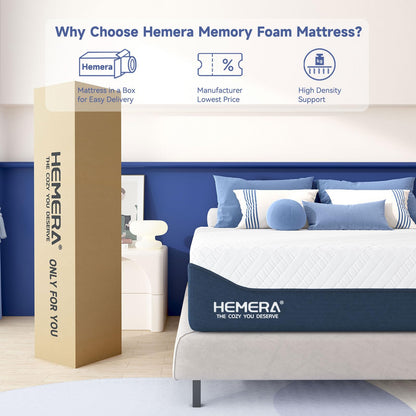 HEMERA King Mattress, 14 Inch Green Tea Cooling Gel Memory Foam Mattress King, Bed Mattress in a Box CertiPUR-US Certified, Supportive & Fiberglass Free, Washable Cover, Medium Firm, 80"*76"