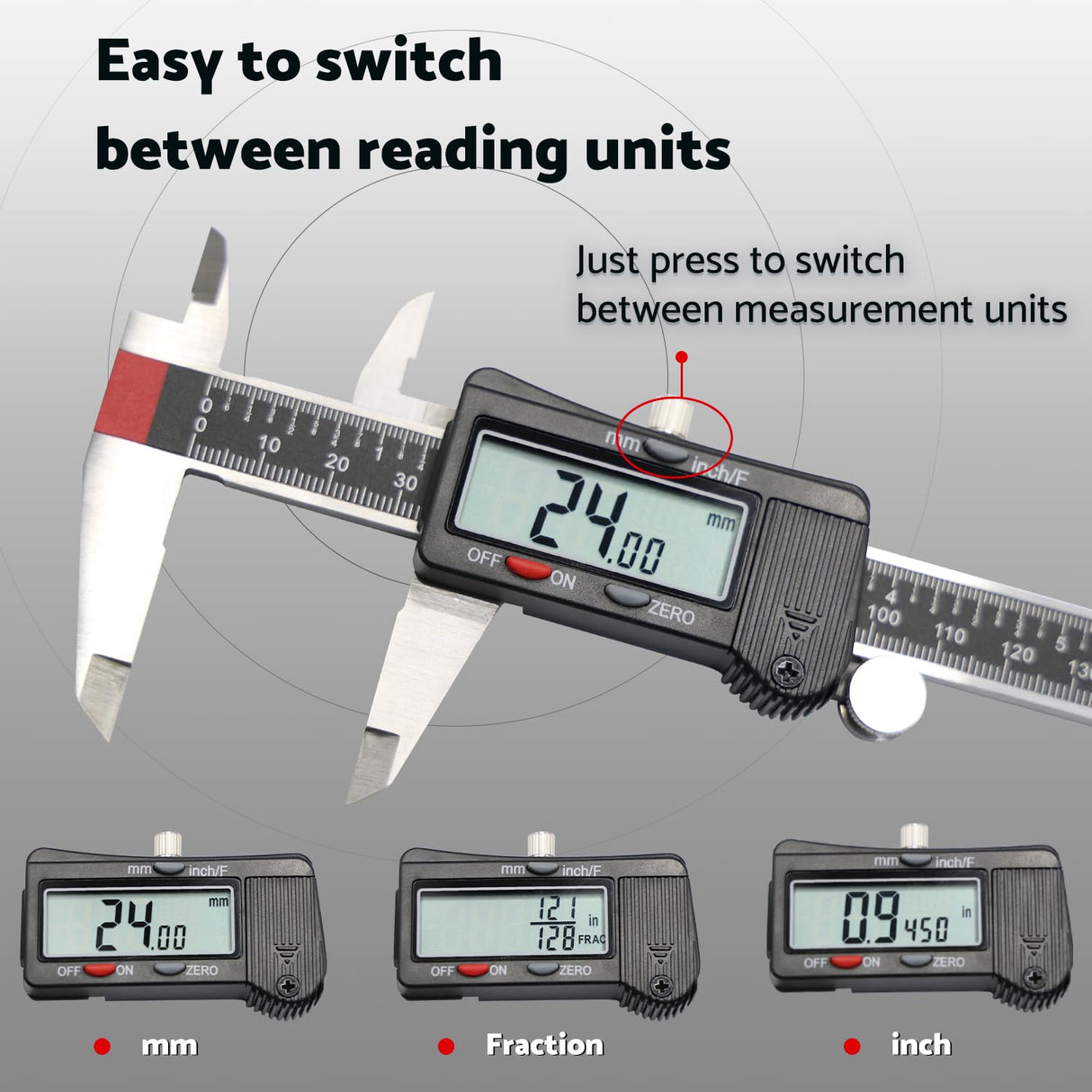 Digital Calipers Measuring Tool 6 inch, Micrometer Caliper Digital, Vernier Caliper Stainless Steel to Measure Inch Fractions Millimeter by S&F STEAD & FAST S&F STEAD & FAST