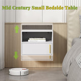 JAXPETY Wall Floating Nightstand Set of 2 Modern Side Table Wall Mounted Shelf with Cabinet Storage for Living Room, Bedroom, Dorm, White JAXPETY