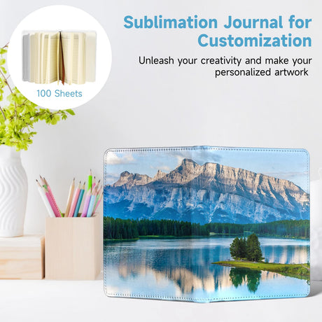 Lnrueg 6 Pcs Sublimation Notebook Blank Journal A6 100 Pages - Hardcover PU Notebooks for Note Taking Plan Making Diary Writing - School Office Supplies Lnrueg