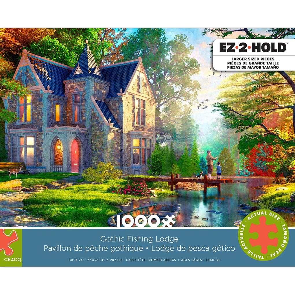 Ceaco - Gothic Fishing Lodge - 1000 Larger Sized Piece Jigsaw Puzzle Ceaco