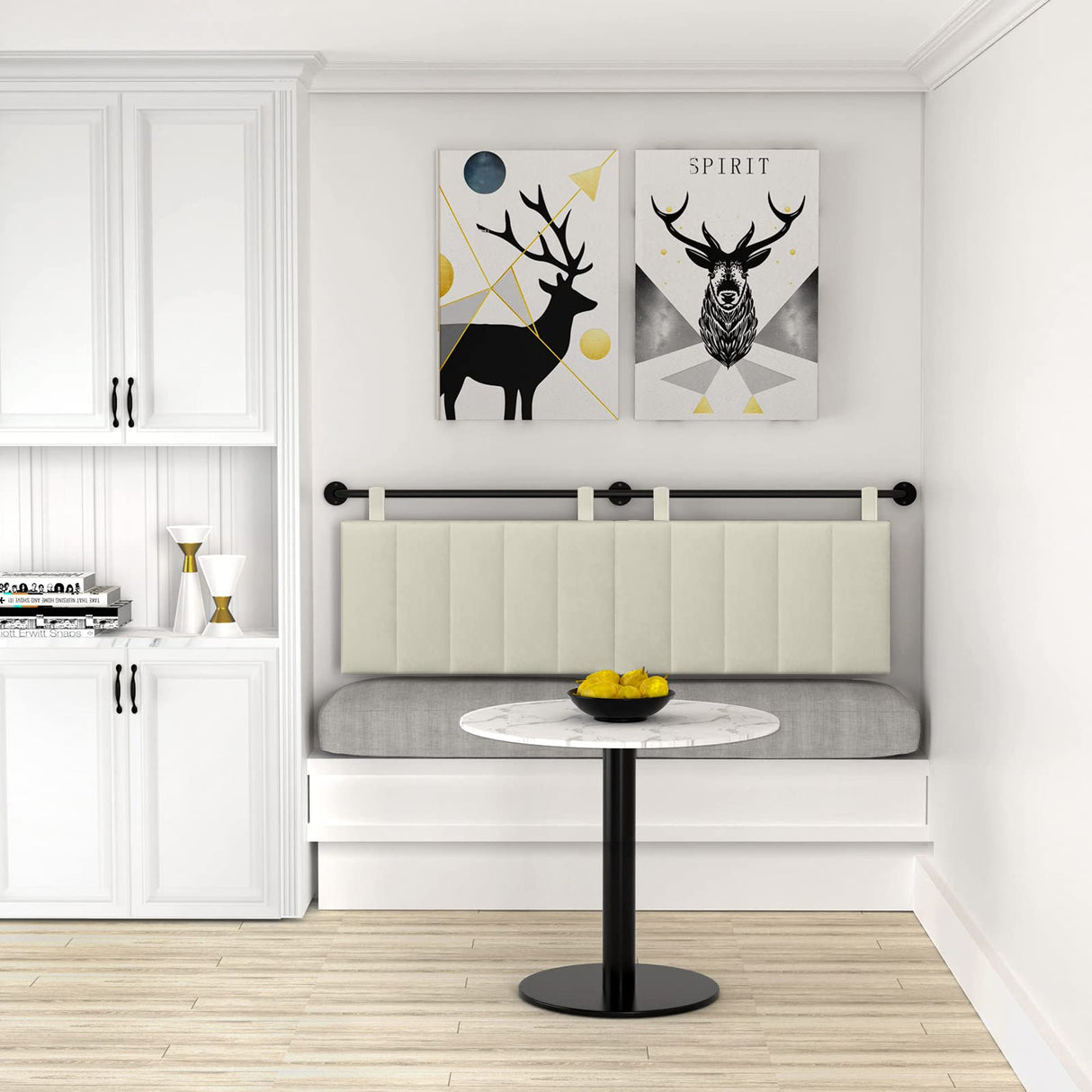 Adjustable Wall-Mounted Velvet Headboard for King Size Bed - Elegant Beige Design BSHOMGI