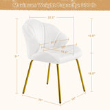 Yaheetech Vanity Chair, Velvet Accent Chair with Shell-Shaped Backrest, Modern Armchair with Gold Metal Legs for Dressing Room/Bedroom/Living Room, White Yaheetech