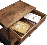 Catrimown Coffee Cart with Storage, Coffee Bar Cabinet on Wheels, Small Microwave Cart with Drawer for Kitchen, Living Room, Rustic Brown Catrimown