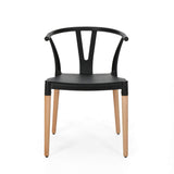 Christopher Knight Home Victoria Modern Dining Chair with Beech Wood Legs (Set of 2), Black and Natural Finish Christopher Knight Home