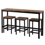 Knocbel Industrial Compact Dining Table and Stools, 4-Piece Counter Height Kitchen Pub Bar Dining Room Furniture Set with Metal Frame (Brown and Black) Knocbel