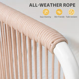 VredHom Patio Furniture Set, Outdoor Patio Furniture Oversized Metal Patio Sectional Sofa, 4-Seat Conversation Set with Cushion for Indoor and Outdoor, White Frame & Beige Mat (4 Seats 8 Armrests) VredHom