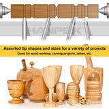 Hanpex 8 Piece Heavy Duty Wood Turning Chisel Set, Lathe Chisel Cutting Tools, (3) Gouge (1) Round Nose (1) Spear Point (2) Skew and (1) Parting Tools for Beginner to Professional Hanpex