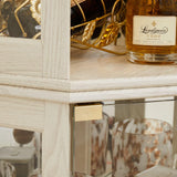 JIJIWANG 70" H Corner Glass Cabinet Lighted Curio Cabinet Corner Display Case for Living Room, Curio Cabinet, Antique Collection, Wine,Bar Glass Storage Light Included, Antique White JIJIWANG